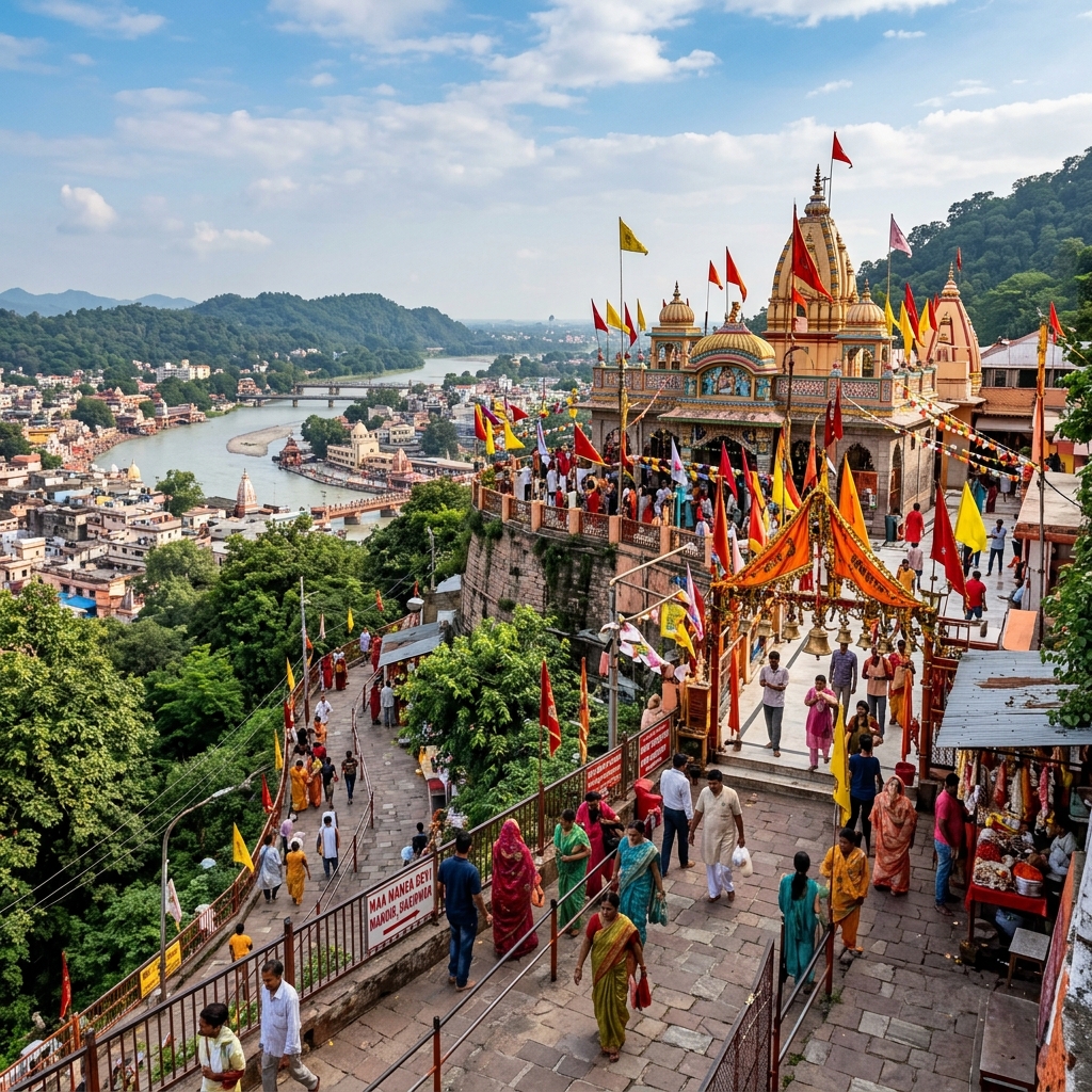 Mansa Devi Temple on Bilwa Parvat hilltop overlooking Haridwar city and the Ganges
