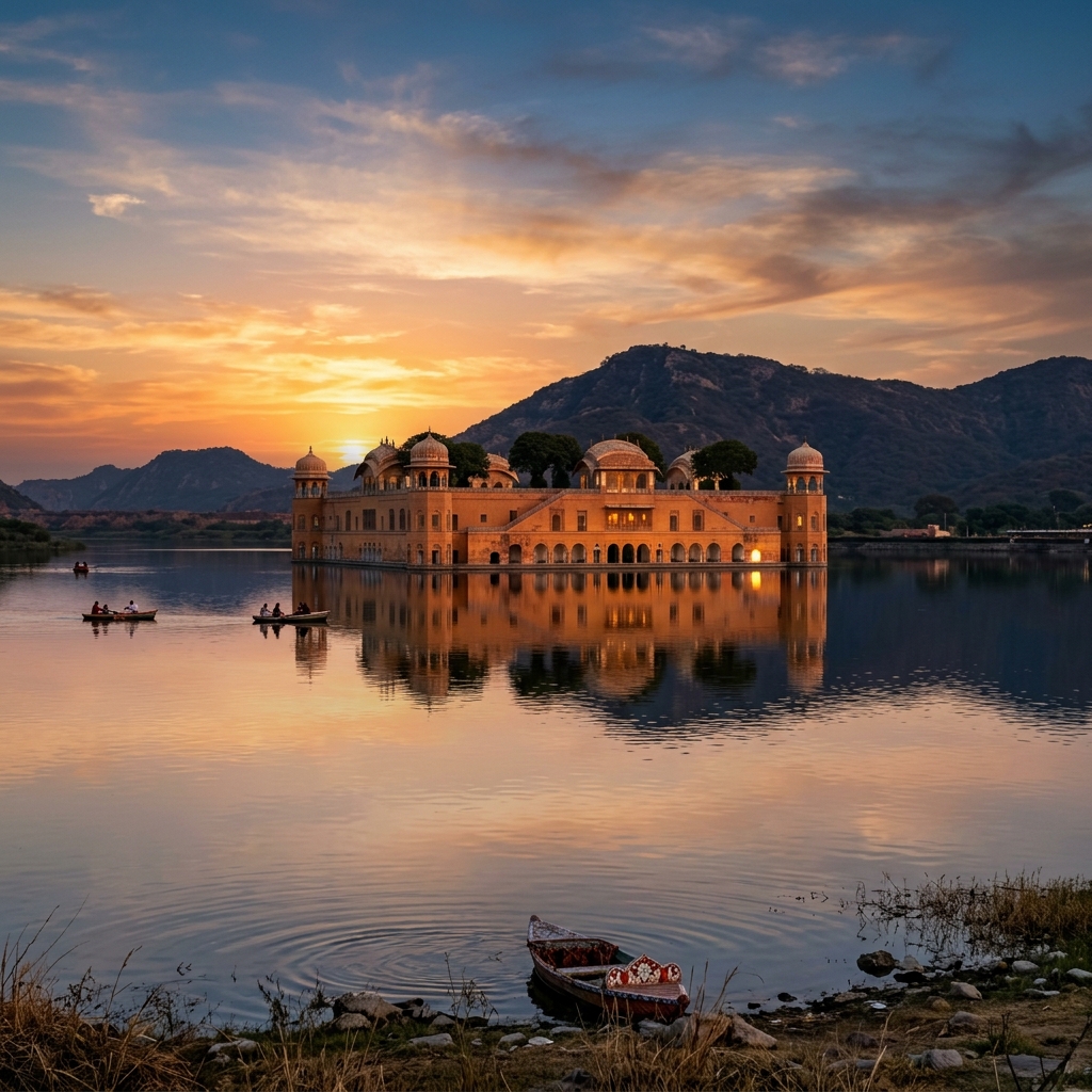 Jal Mahal Water Palace floating on Man Sagar Lake in Jaipur