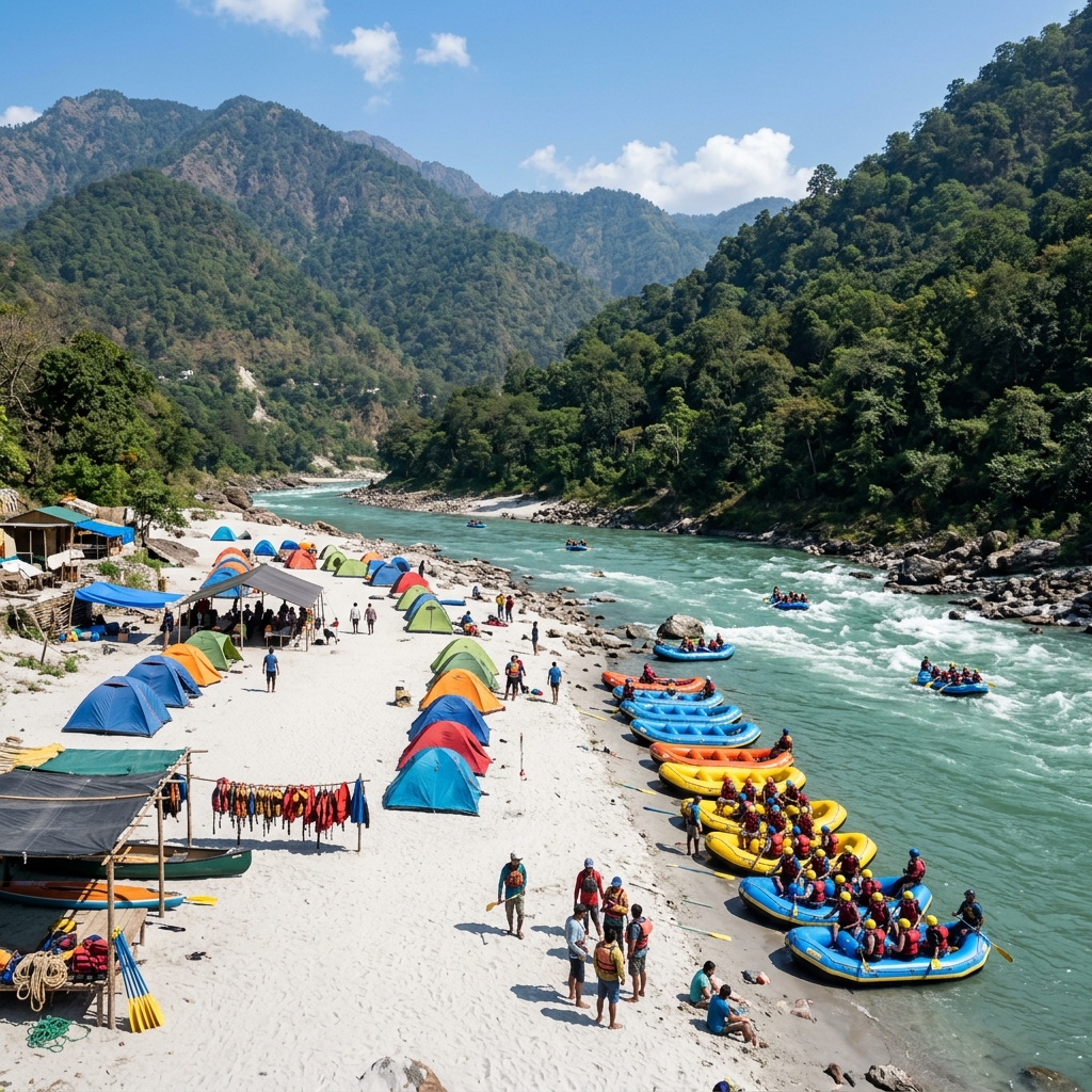 Shivpuri river rafting camps near Rishikesh